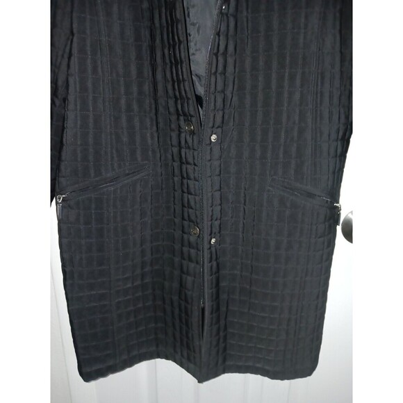 Gallery Women Coat Jacket Medium Quilt Black Long Sleeve Collared Zip Up Pockets - Picture 5 of 11